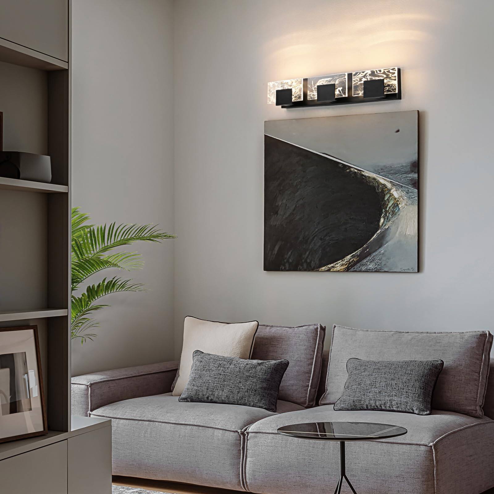 Alt View 5. TECH SAFARI - Led Bathroom Vanity Light n Matte Modern Lighting Fixtures Contemporary Smoke Design Wall Lights Fixture - Black 3 Light.