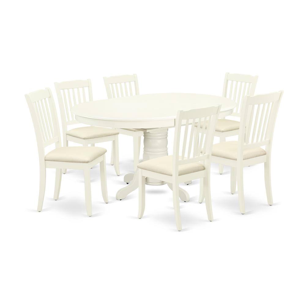 Back. East West Furniture - Dining Room Set Linen White - Brown.