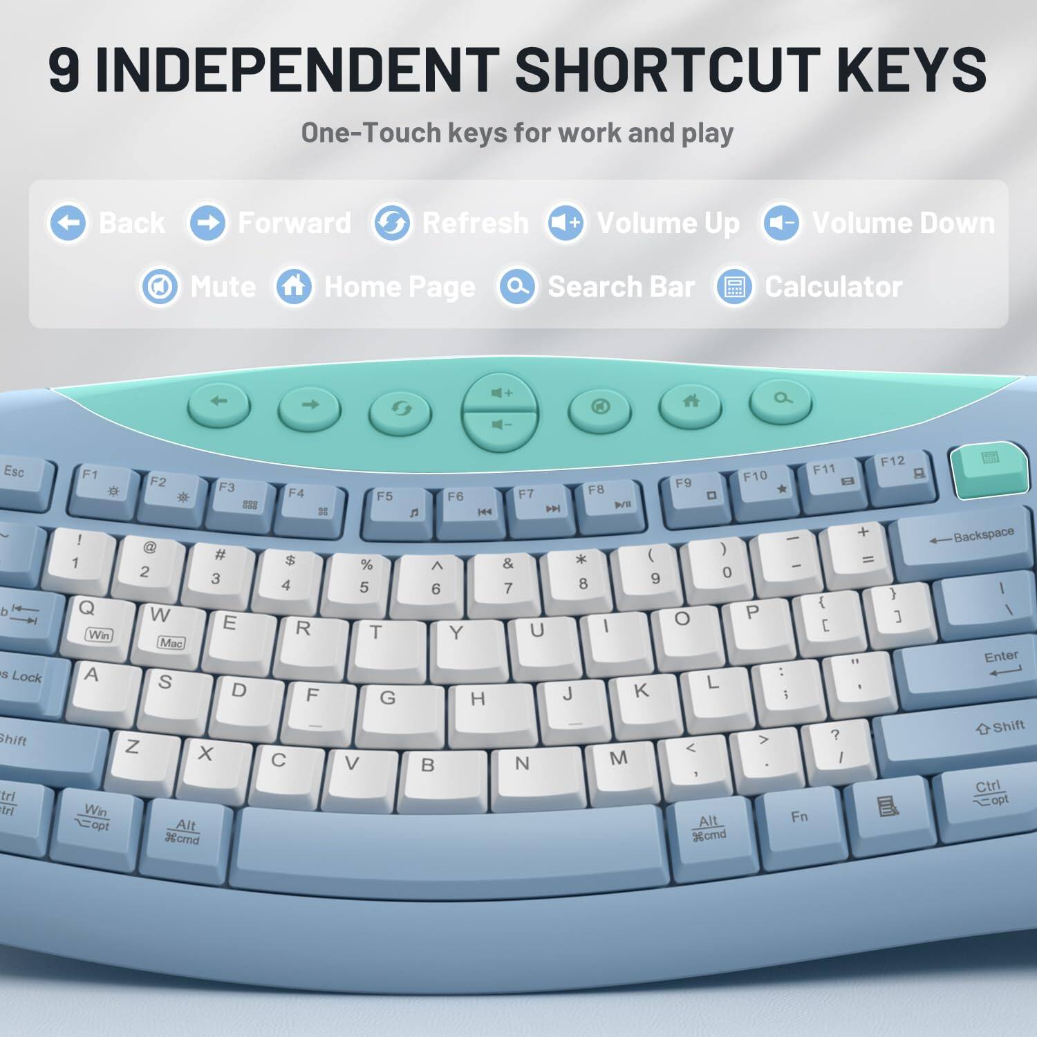 Bundle HESVAP Silent Ergonomic Wireless Keyboard and Mouse Combo, Full ...