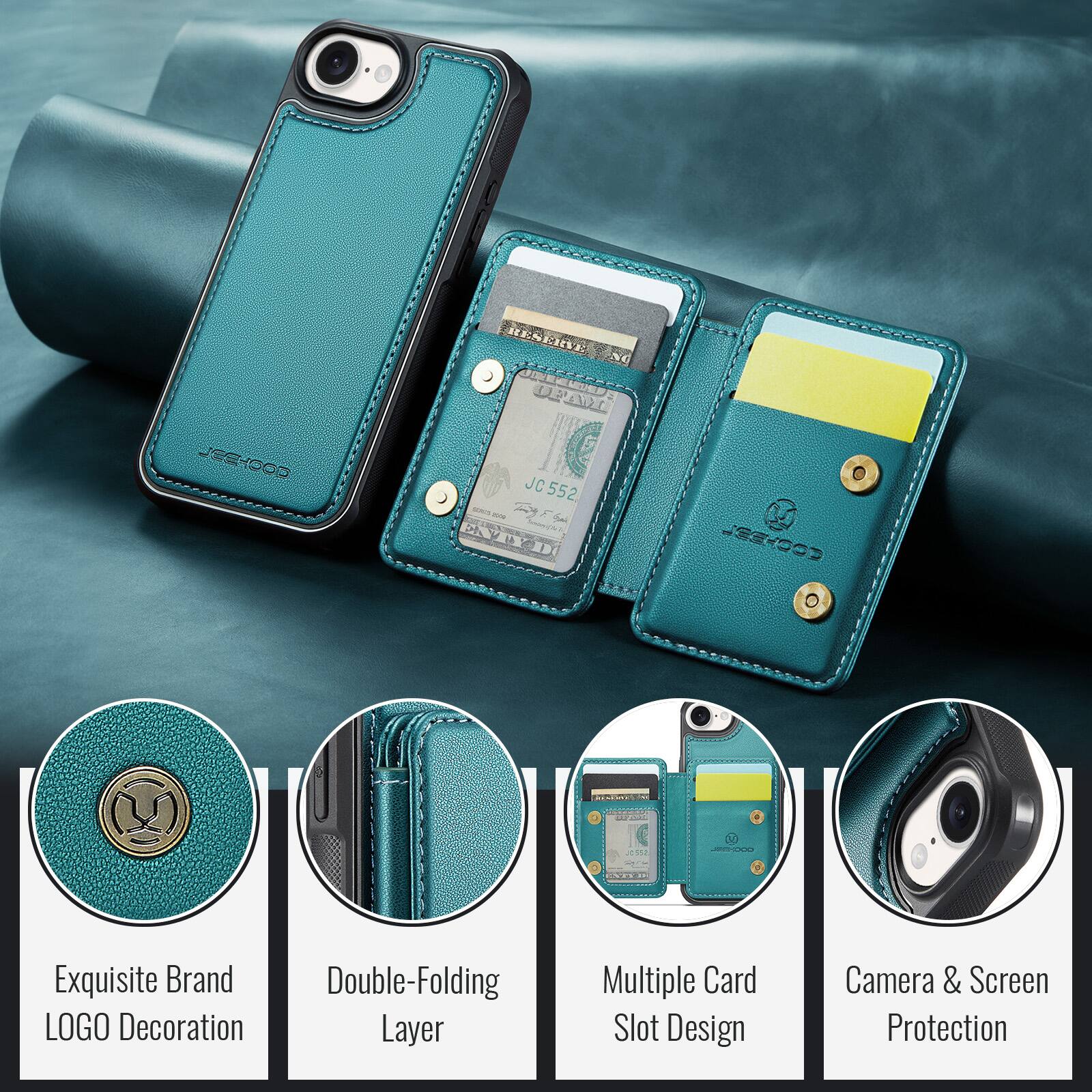 COOHEL QP 163 JC 552 - 9/6 iA 1 COOHEL 3H

Exquisite Brand Double-Folding LOGO Decoration Layer Multiple Card Slot Design Camera & Screen Protection