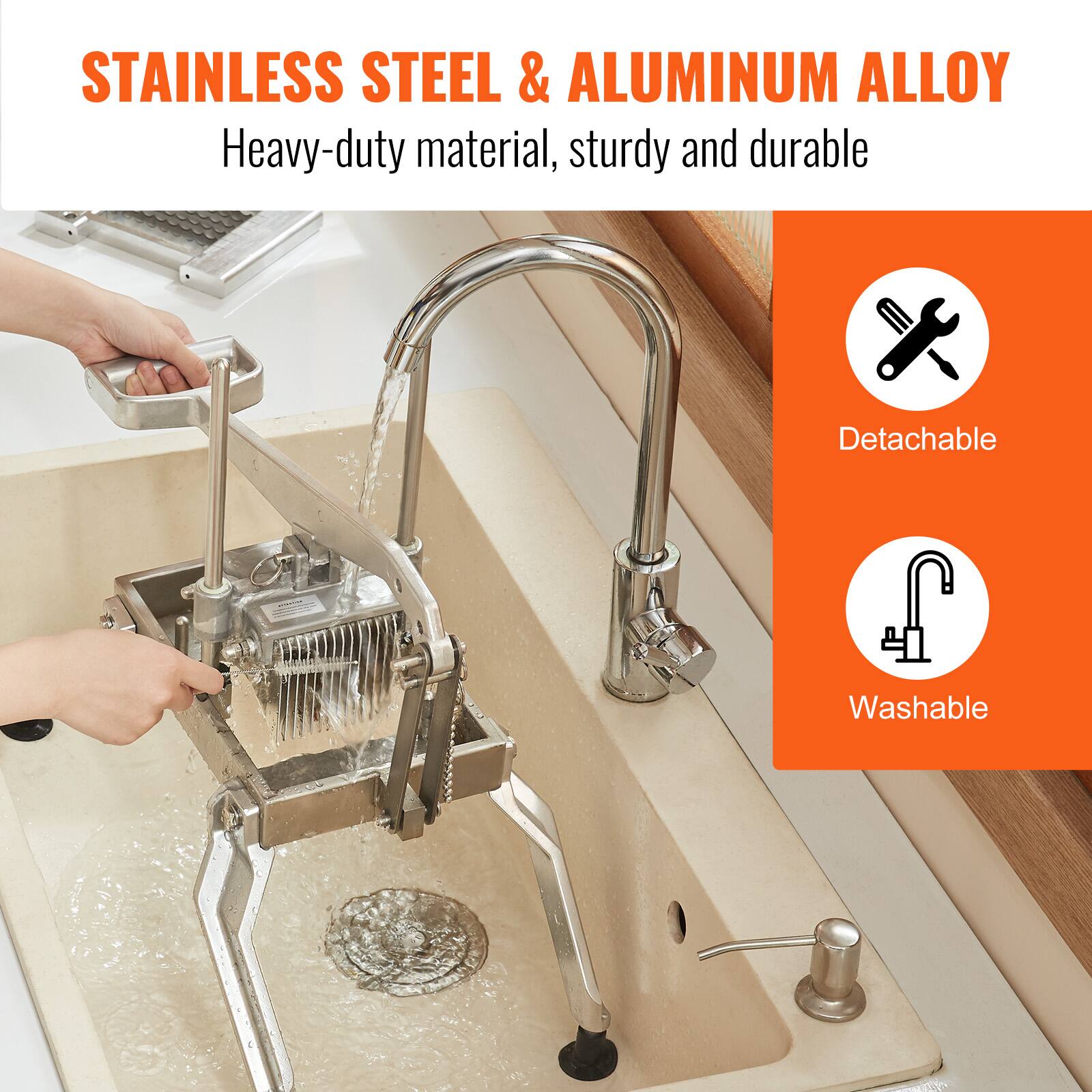 STAINLESS STEEL & ALUMINUM ALLOY  
Heavy-duty material, sturdy and durable  

- Detachable  
- Washable