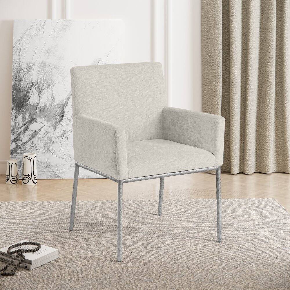 Alt View 1. Meridian Furniture - Reeves Cream Chenille Fabric Dining Chair, Set of 2 - Beige.
