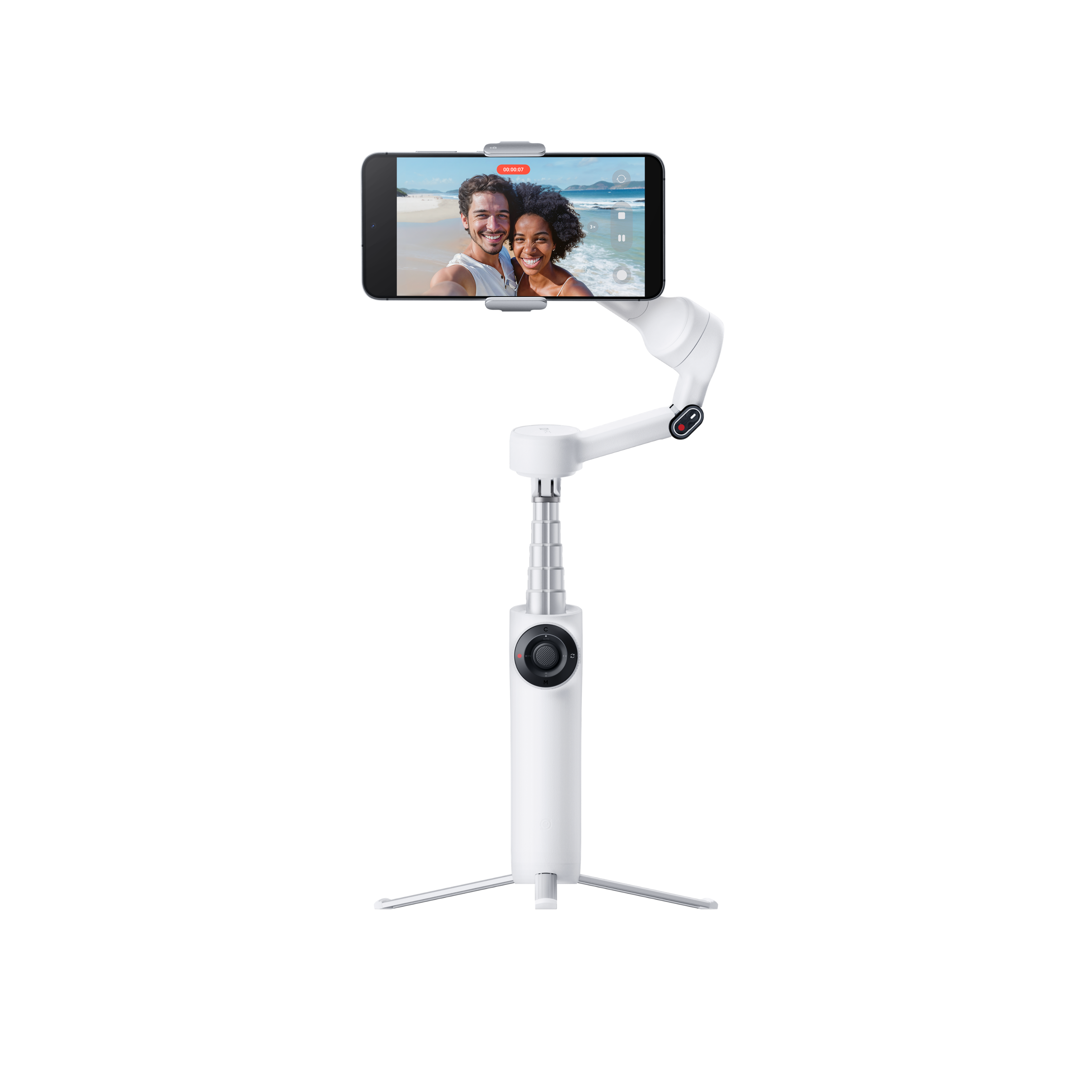 Insta360 - Flow 2 AI Tracker Bundle Gimbal Stabilizer for Smartphones - Summit White - Front_Zoom