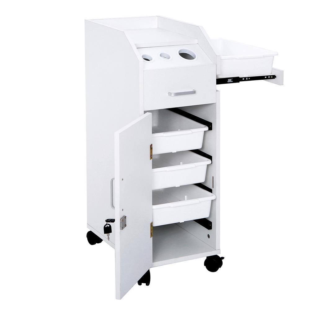 Alt View 1. Winado - Salon Trolley Cart Rolling Hair Cart Mobile Barber Station with Wheels & 4 Drawers & Hair Dryer Holder for Barbershop - White.