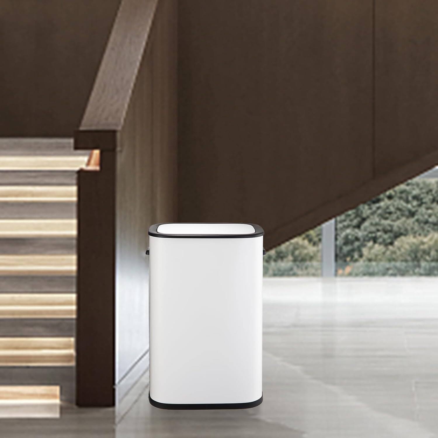 Alt View 1. Jojoka - Sensorcan 13 Gallon Automatic Trash Can, White Space-Saving Large Capacity Touchless Bin for Home & Office - White.