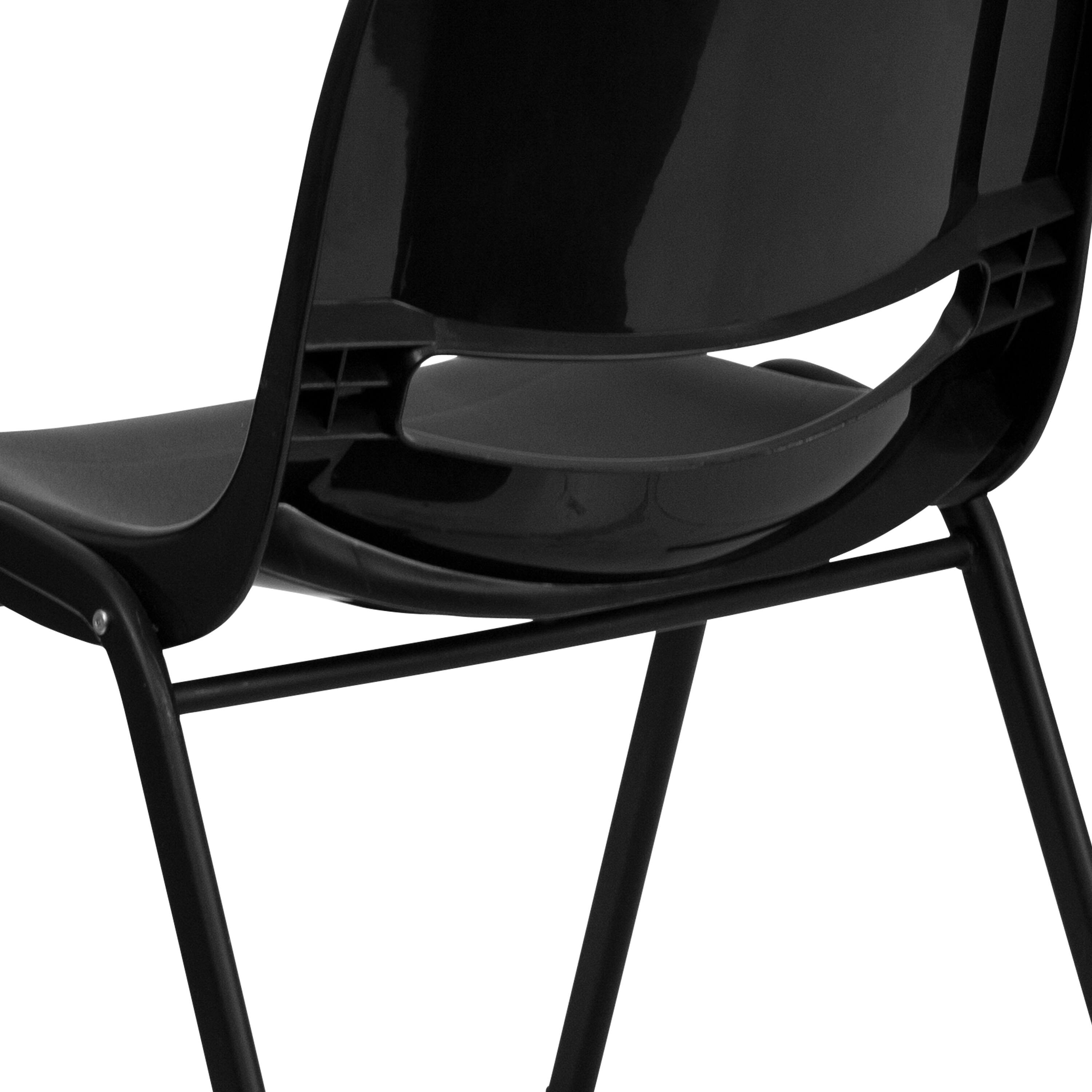Alt View 9. Emma + Oliver - Ergonomic Shell Stack Chair - 16" Seat Daycare Home School - Black Plastic/Black Frame.