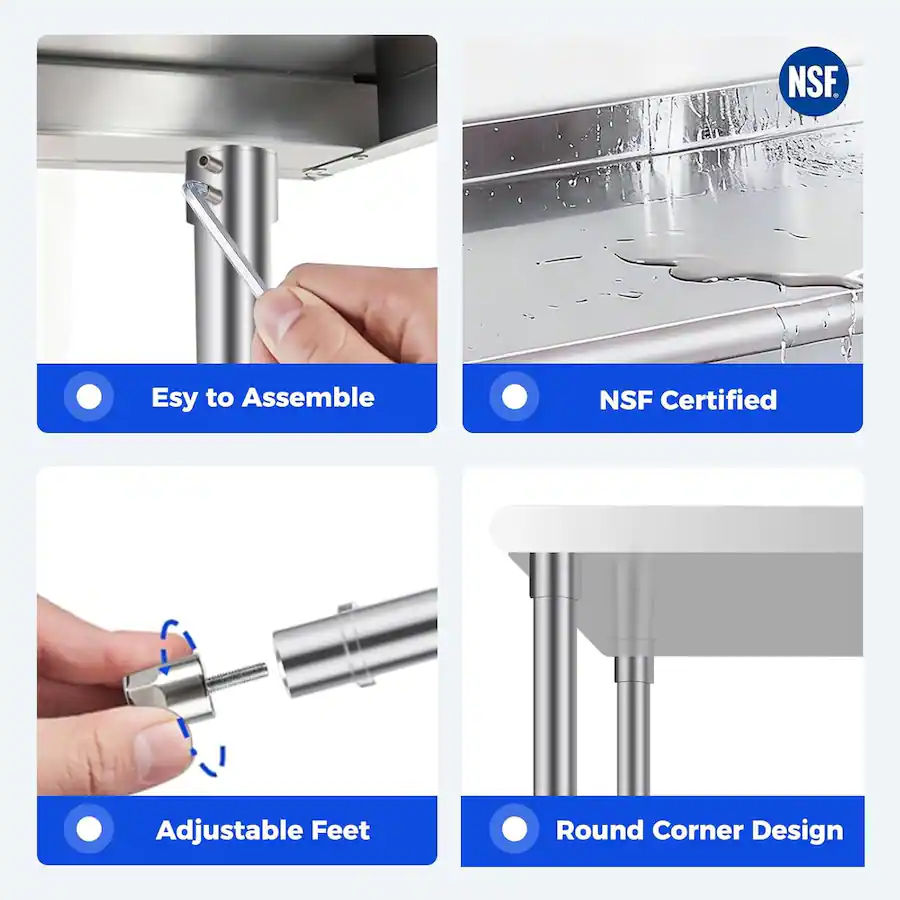 OSTBA 24 × 60 Prep Table, NSF Commercial Heavy Duty Work Table with ...