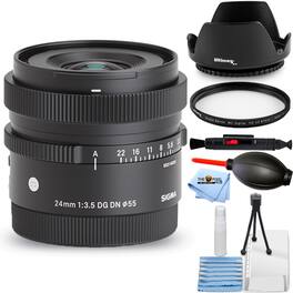 Sigma - 24mm f/3.5 DG DN Contemporary Lens for Sony E - Essential UV Filter Bundle