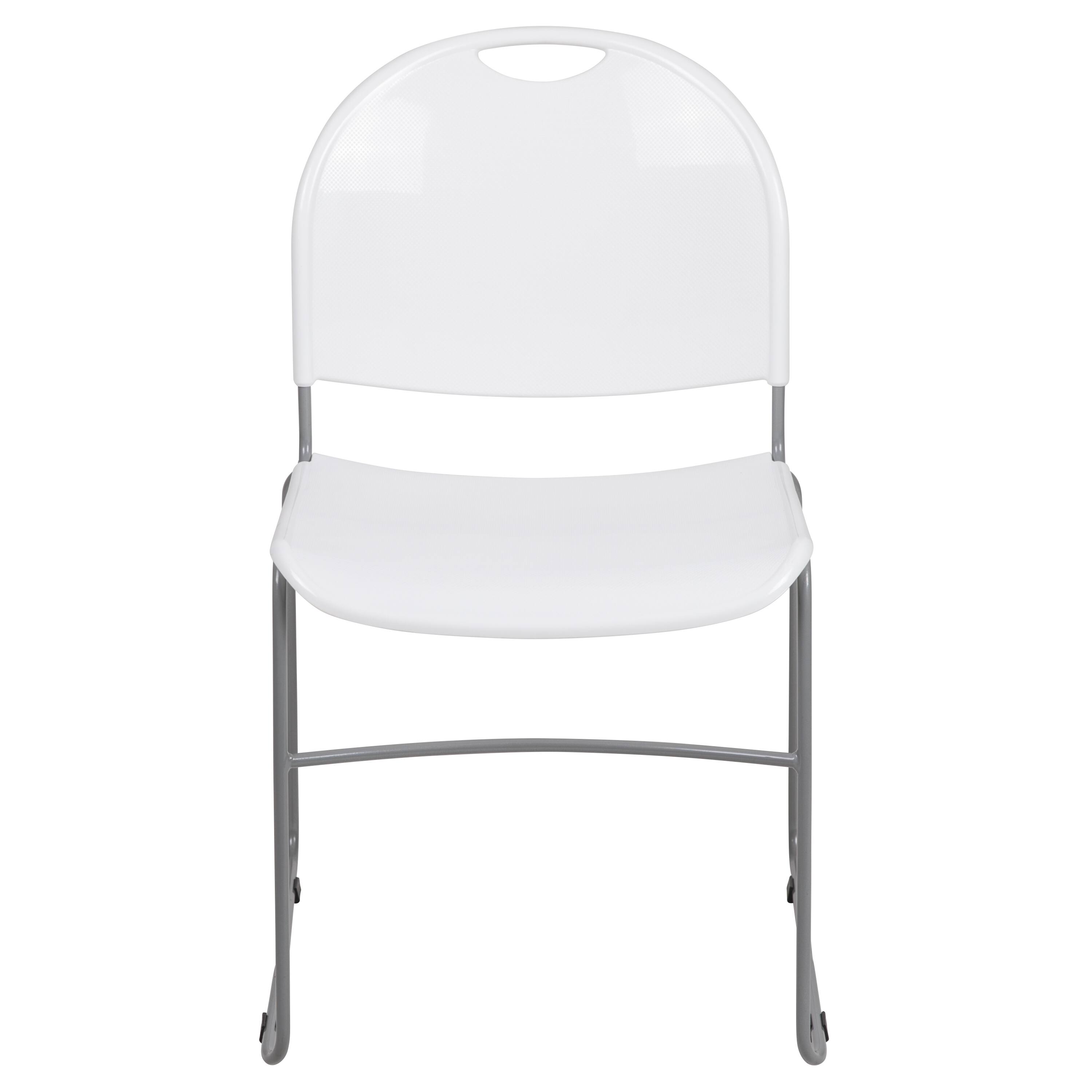 Alt View 7. Emma + Oliver - Ultra-Compact School Stack Chair - Office Guest Chair/Student Chair - White Plastic/Silver Frame.