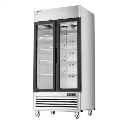 Front. Coolski - Coolski 40 in. 33.5 cu. ft. 2-Glass Door Commercial Reach In Display Upright Freezer in Stainless Steel - Stainless steel.