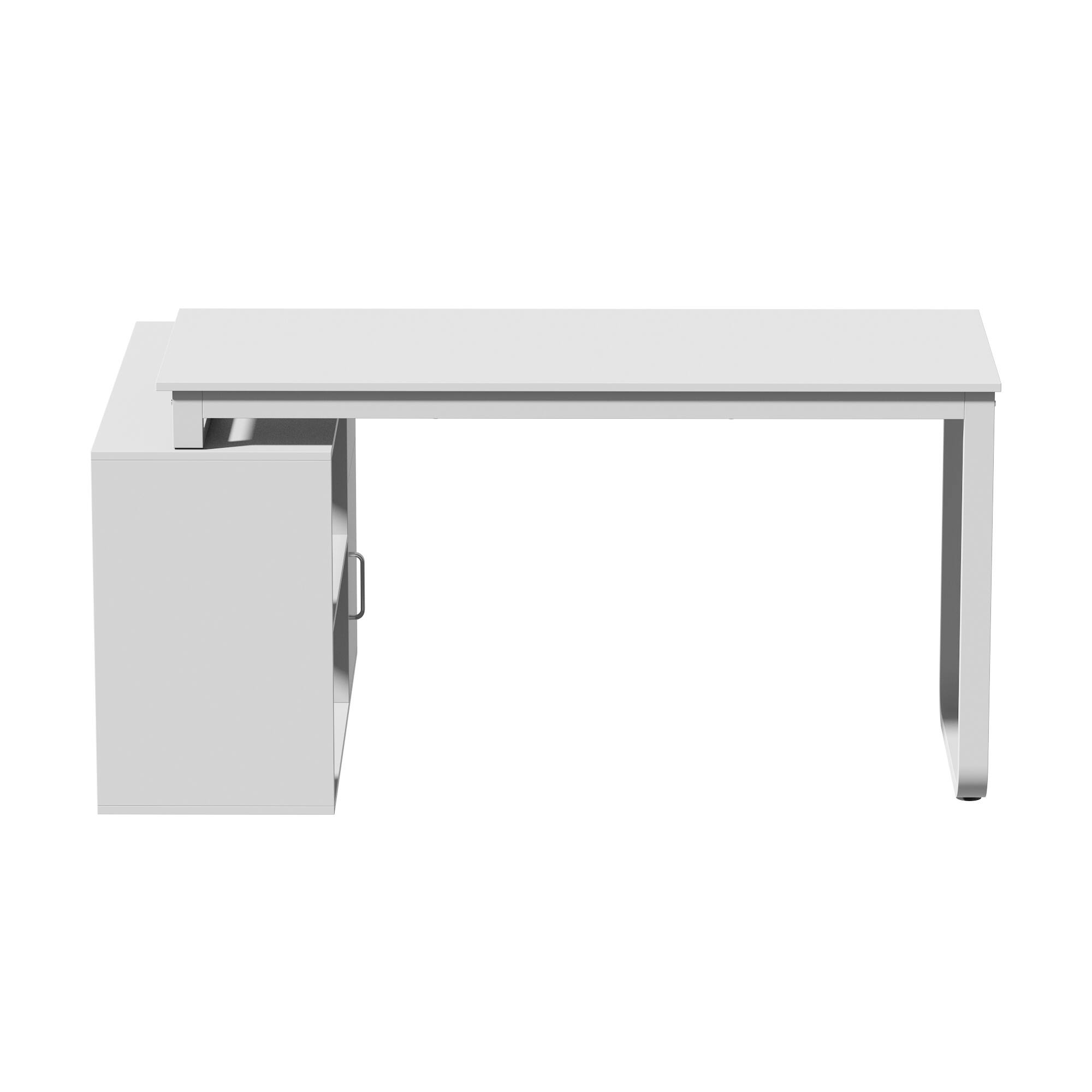 Left. FUFU&GAGA - FUFU&GAGA Modern L - Shaped Office Desk with Storage - Sleek Workstation for Home & Office - White.