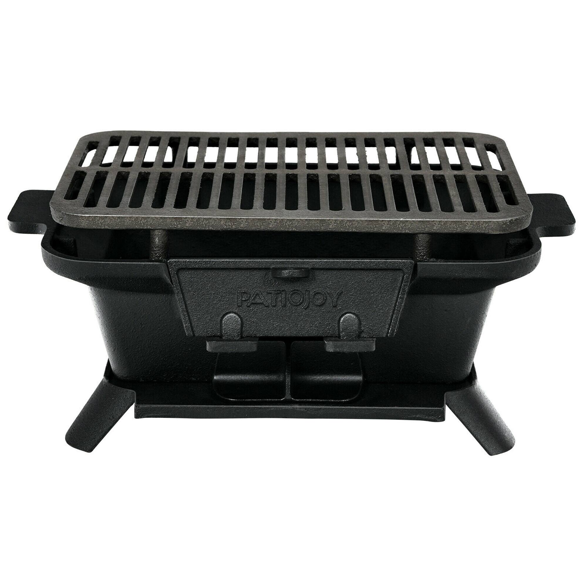 Alt View 12. Costway - Heavy Duty Cast Iron Charcoal Grill Tabletop BBQ Grill Stove for Camping Picnic - Black.