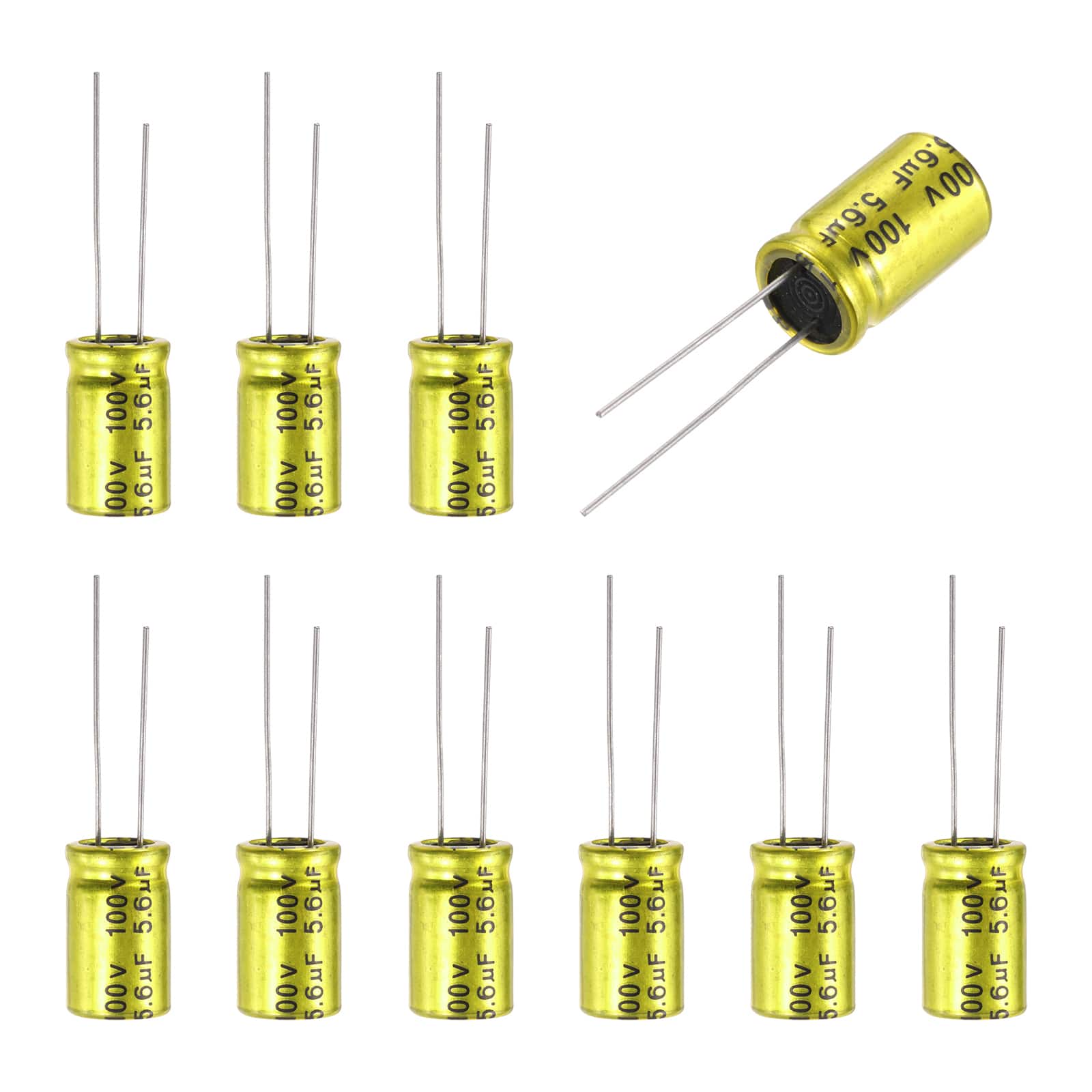 Unique Bargains - 5.6uF 100V Non-Polarized Electrolytic Capacitor, 10x17mm Aluminum Audio Cap, for DIY Tweeter, 10pcs - Gold price history on PriceWatchPro
