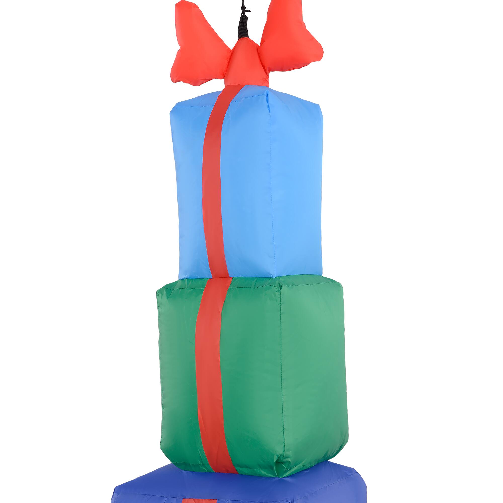 Alt View 8. Outsunny - 4.6ft Inflatable Santa Hanging Under Gift Boxes with White LEDs, Blow-Up Outdoor Decor - Red.