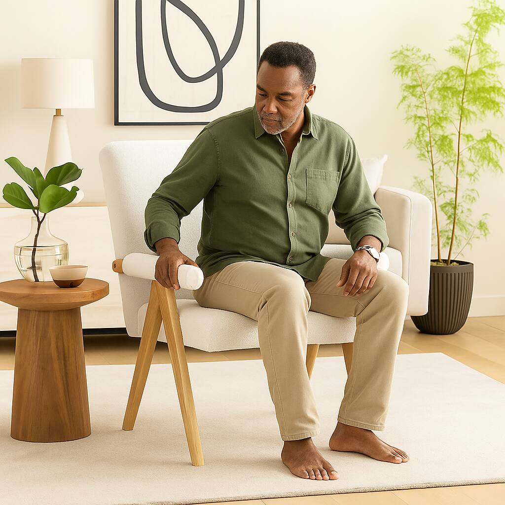 Angle. Hivvago - Wooden Frame Lounge Chair with Soft Arm Padding - White.