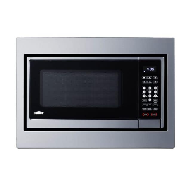 Summit Appliance - 24" Wide Built-In Microwave (Trim Kit Included) - Black/Silver