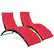 Front. Costway - 2PCS Folding Patio Rattan Lounge Chair Chaise Cushioned Portable Garden - Red.