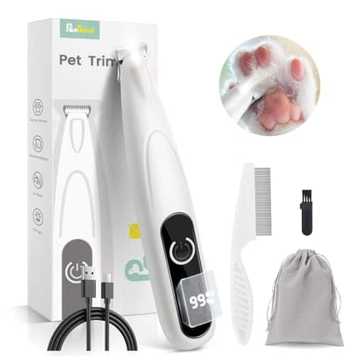 Vulpecula Spade - Dog Grooming Kit with LED Display, 35dB Ultra-Low Noise Dog Paw Trimmer, Cordless Hair Trimmer for Paws, Ears, Face,