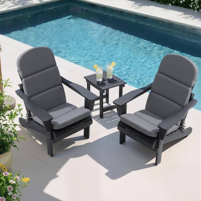 Angle. Crestlive Products - Crestlive Products 2pc Outdoor water resistant Adirondack High Back Chair Cushion 19.69-in Gray patio chair cushion - Light gray.
