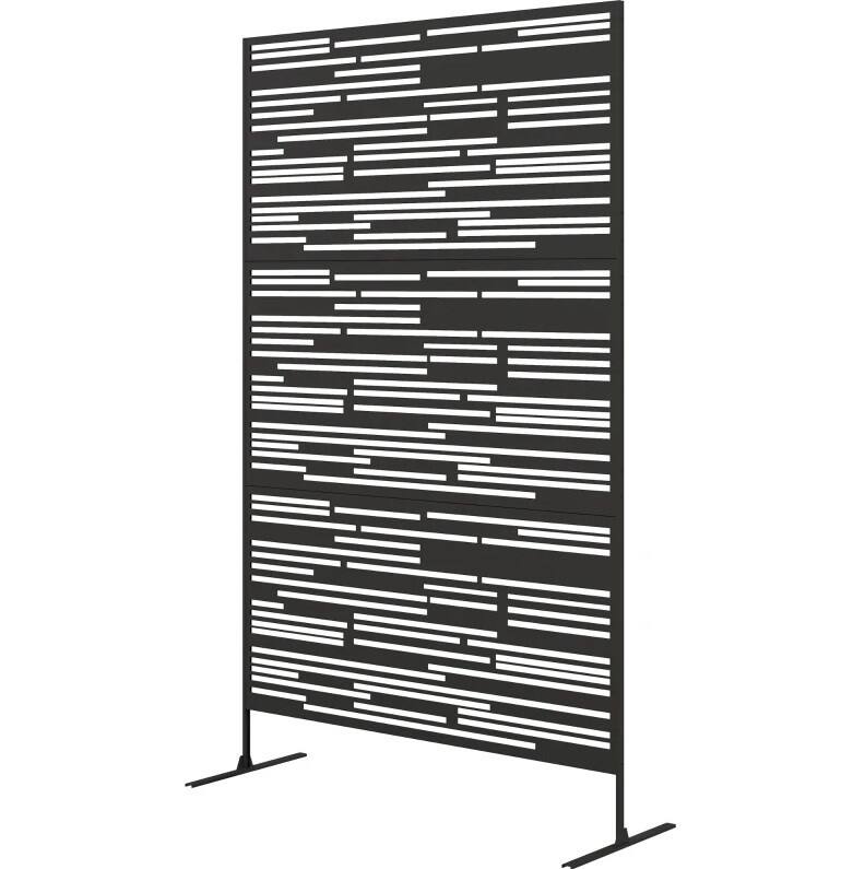 Front. COWLOWN - Freestanding Metal Outdoor Privacy Screen Decorative Fence Divider for Balcony and Patio - Brown.