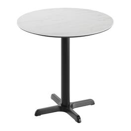 Emma + Oliver - PureShield Tabletop with Seam-Free Surface Innovation and Table Height X-Base - White Faux Marble/Black Base