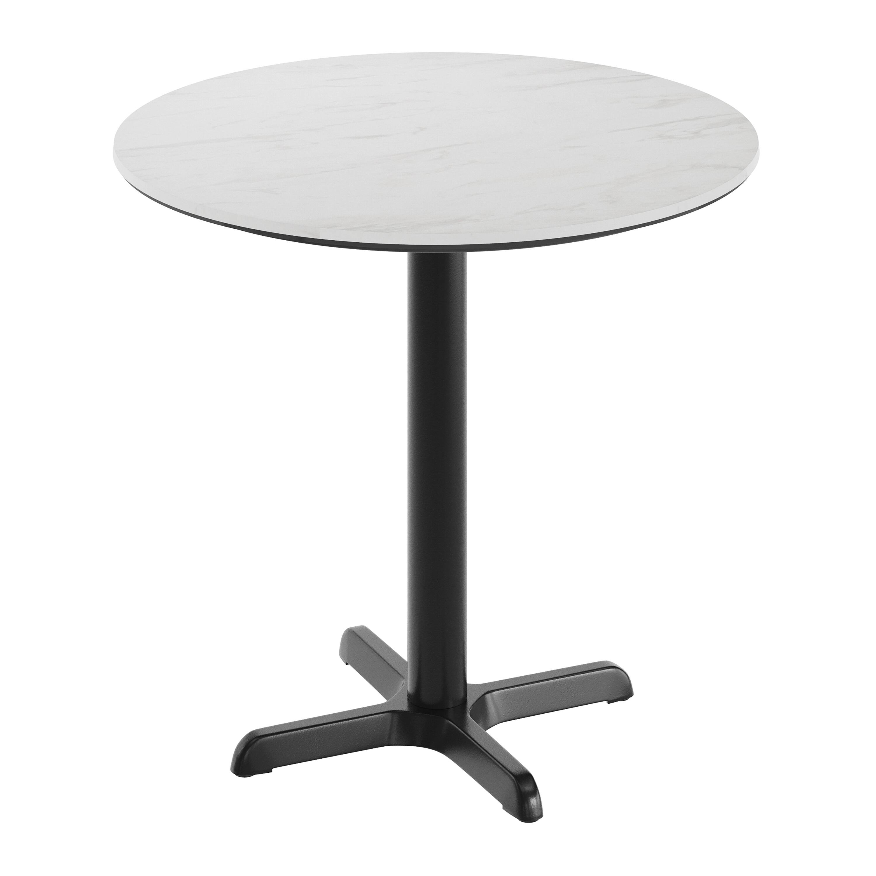 Front. Emma + Oliver - PureShield Tabletop with Seam-Free Surface Innovation and Table Height X-Base - White Faux Marble/Black Base.