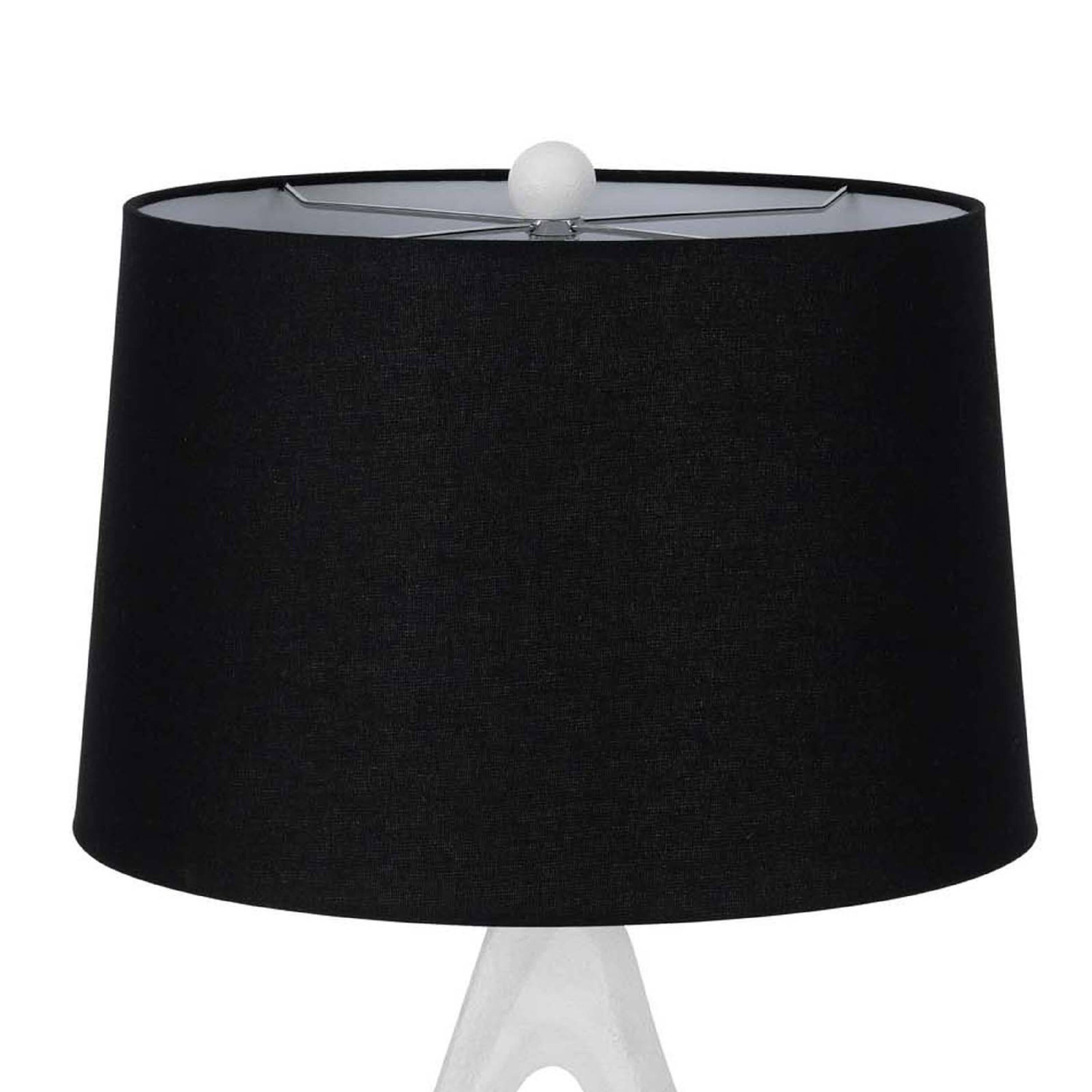 Alt View 1. Manhattan Lane - Table Lamp with Drum Shade, Sculpted Resin Base, 30 Inch - Hydrocal White, Black.