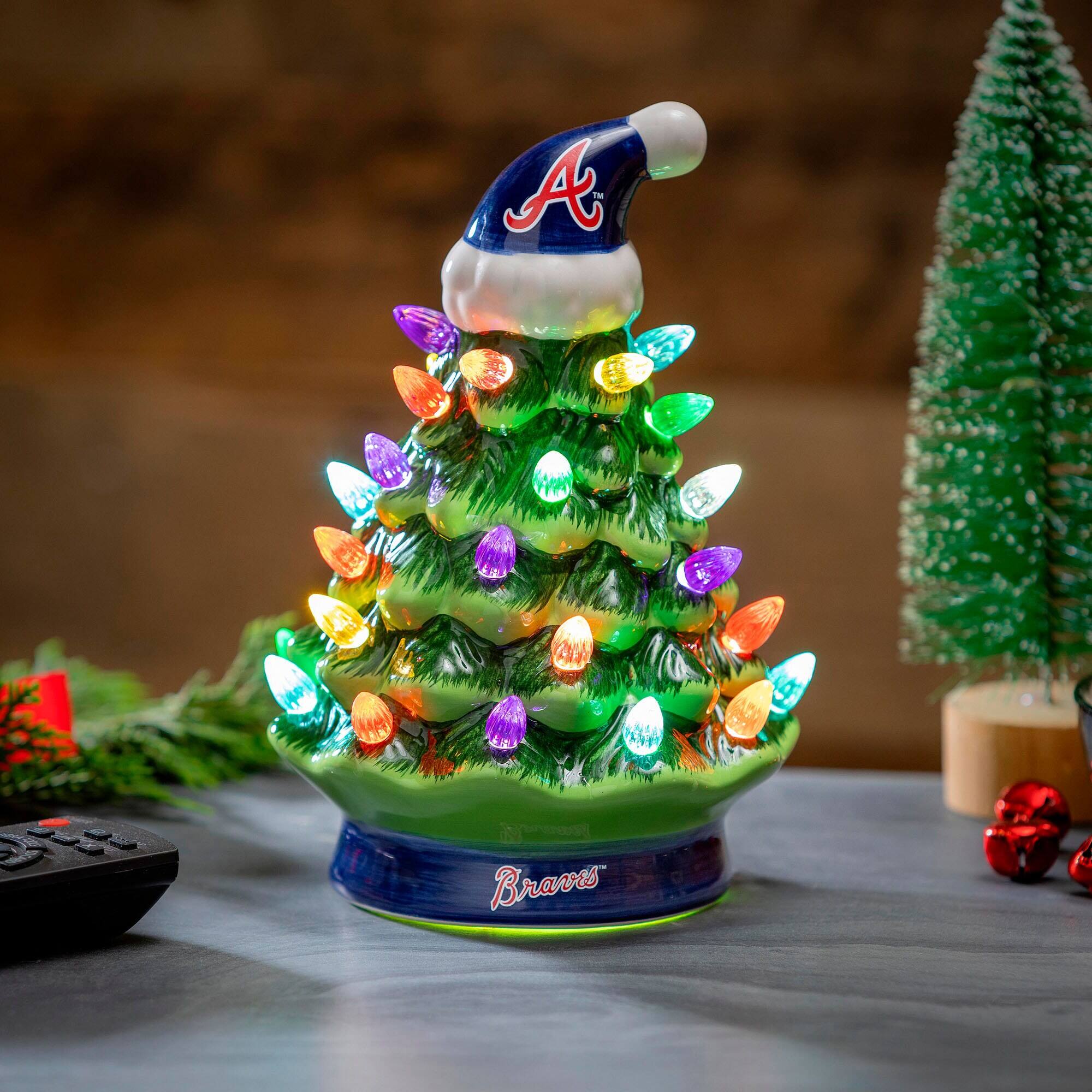 Alt View 1. Evergreen Enterprises - Atlanta Braves 8" LED Light Up Christmas Tree - Multicolor.