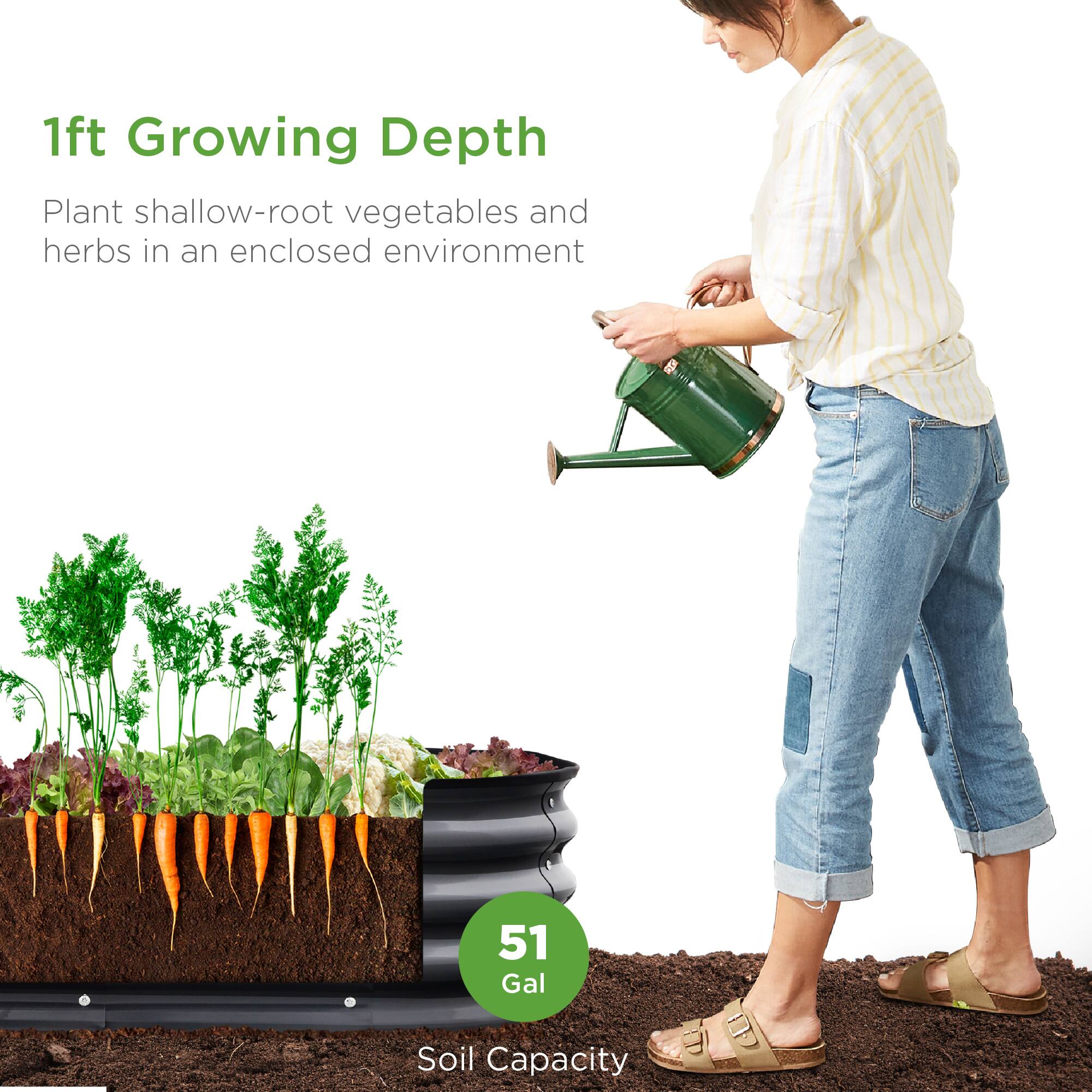 1ft Growing Depth  
Plant shallow-root vegetables and herbs in an enclosed environment  

51 Gal  
Soil Capacity