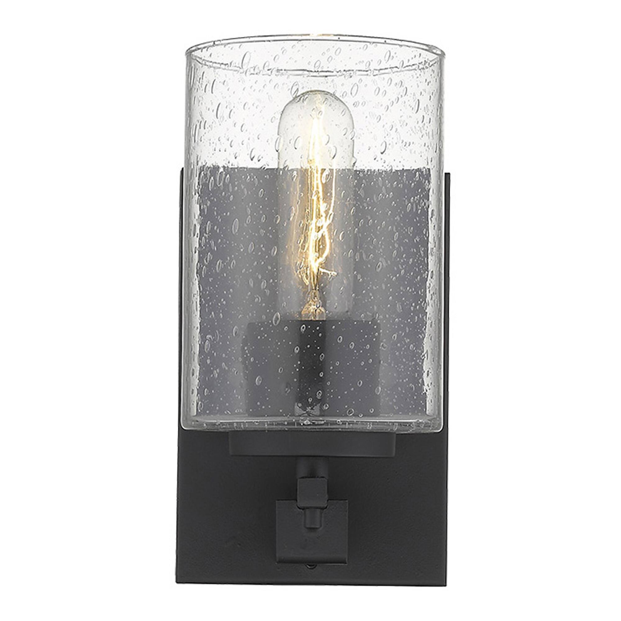 Back. Hivvago - Hivvago Black Metal and Textured Glass Wall Sconce - Black.