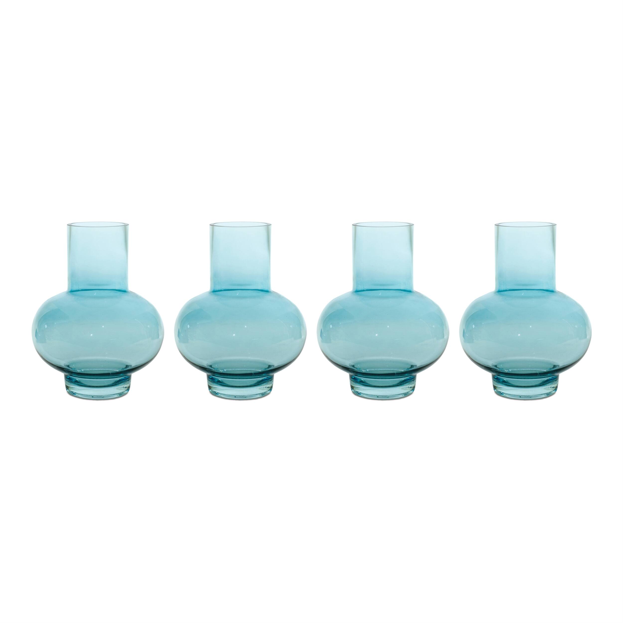 Angle. BreeBe - Blue Glass Vase (Set of 4) - Blue.