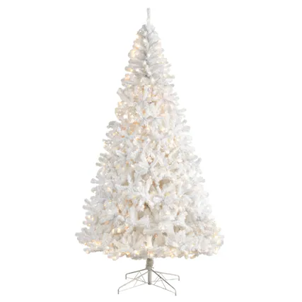 Front. BreeBe - 9' White Artificial Christmas Tree with 1860 Bendable - White.