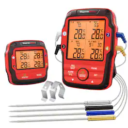 ThermoPro - Long Range Wireless Meat Thermometer with 4 Probes - Red