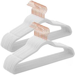 Songmics Home - Velvet Hangers, Non-Slip Hanger, Rose Gold Color Swivel Hook, 30-Pack - White