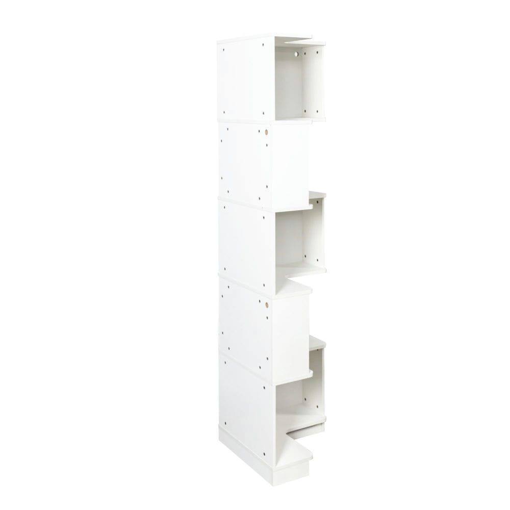 Alt View 1. Kadyn - Corner Book Shelf - 5 Tier Corner Bookcase with Baffle, Freestanding L Shaped Display Shelf Stand for Office, White - White.