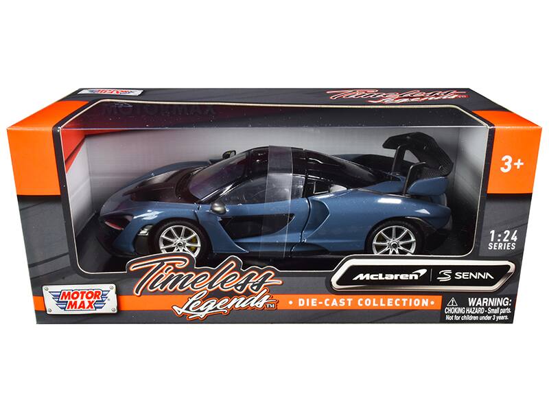 McLaren Senna "Timeless Legends" 1/24 Diecast Model Car by Motormax - Gray Metallic And Black