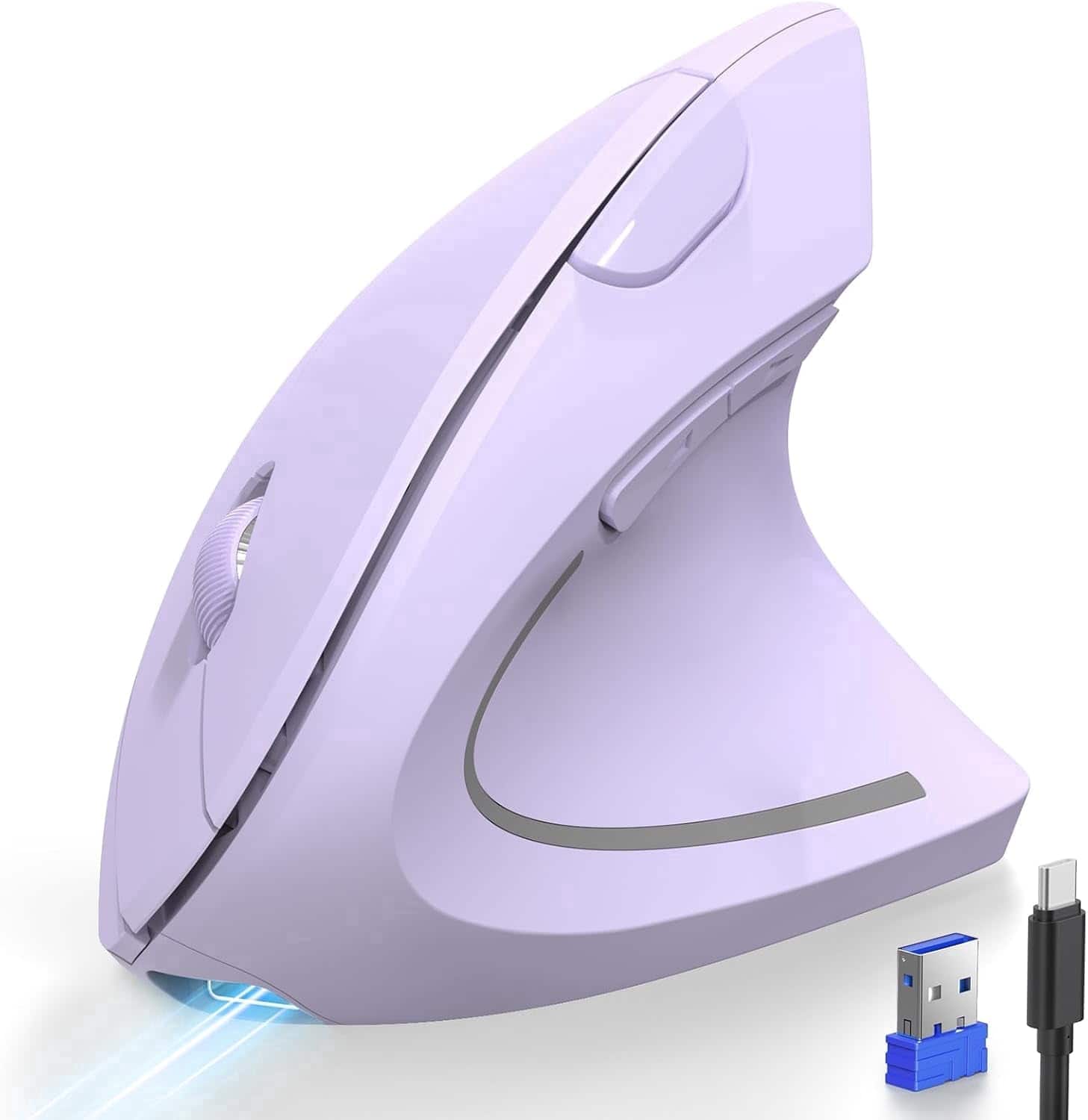 TECKNET - Ergonomic Mouse Rechargeable Vertical Wireless Mice Right Hand - Wireless - Purple