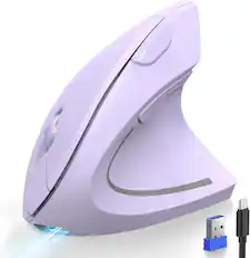 Front. TECKNET - Ergonomic Mouse Rechargeable Vertical Wireless Mice Right Hand - Purple.