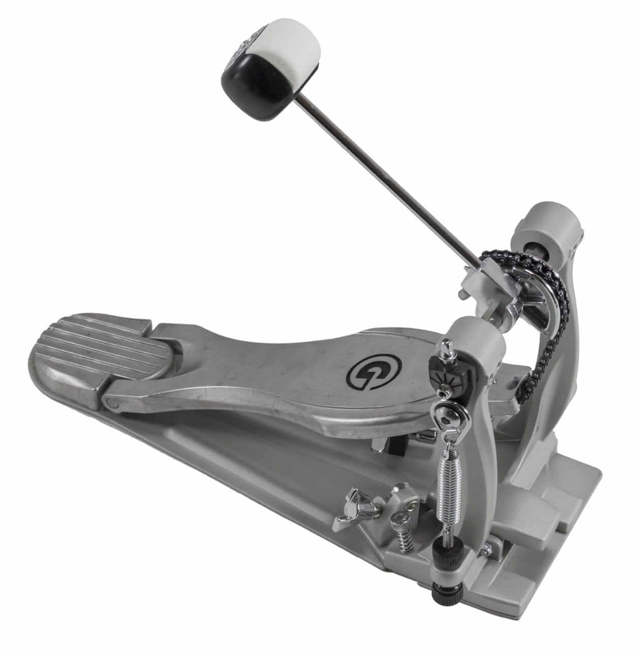 Alt View 1. Gibraltar Hardware - Road Class Chain Drive Bass Drum Pedal, w/ Single Chain Cam, G-Class Pillar Frame, Side Hoop Clamp & Quiet Spring Rocker.