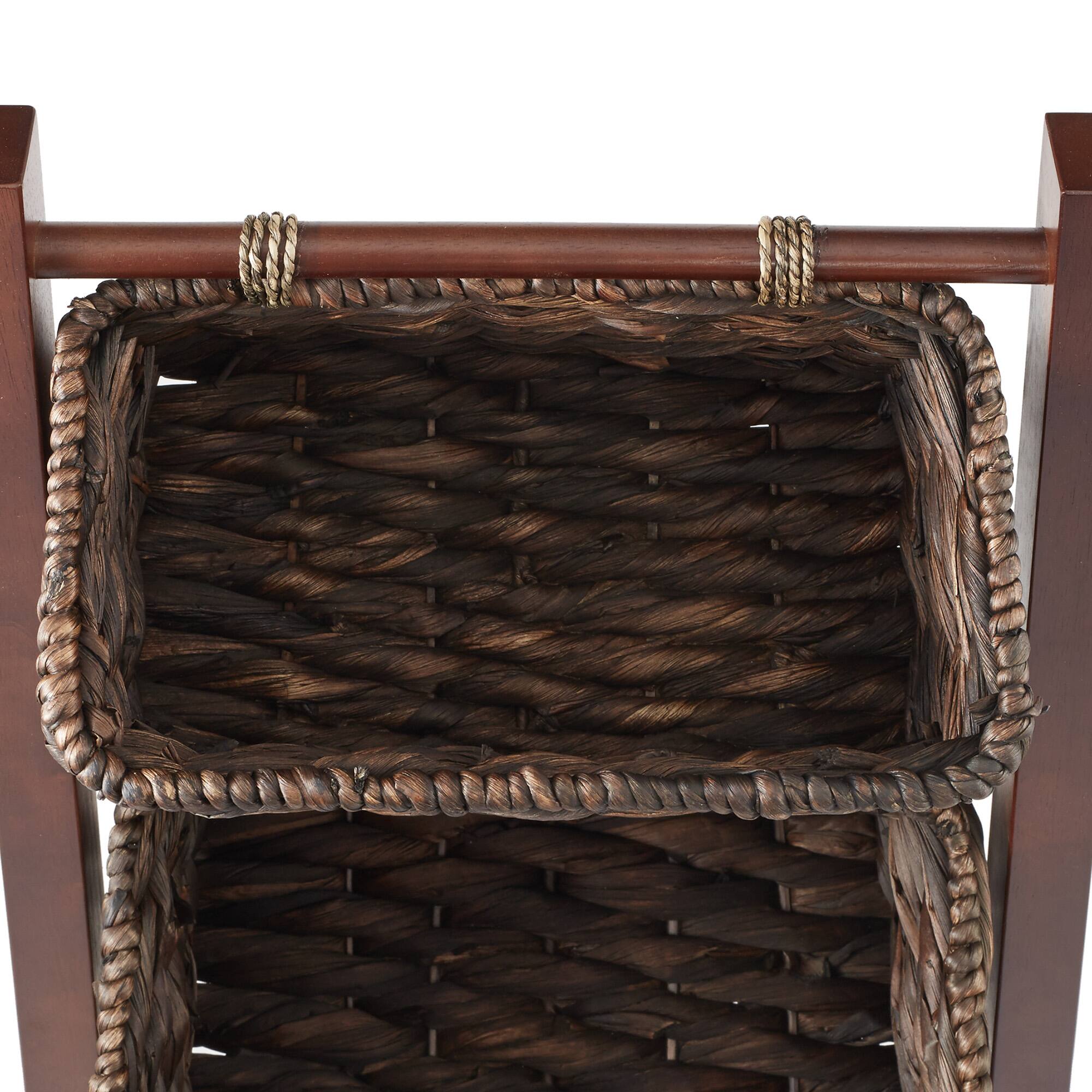 Alt View 5. Casafield - 3-Tier Floor Stand with Hyacinth Storage Basket Bins - Walnut, Espresso.