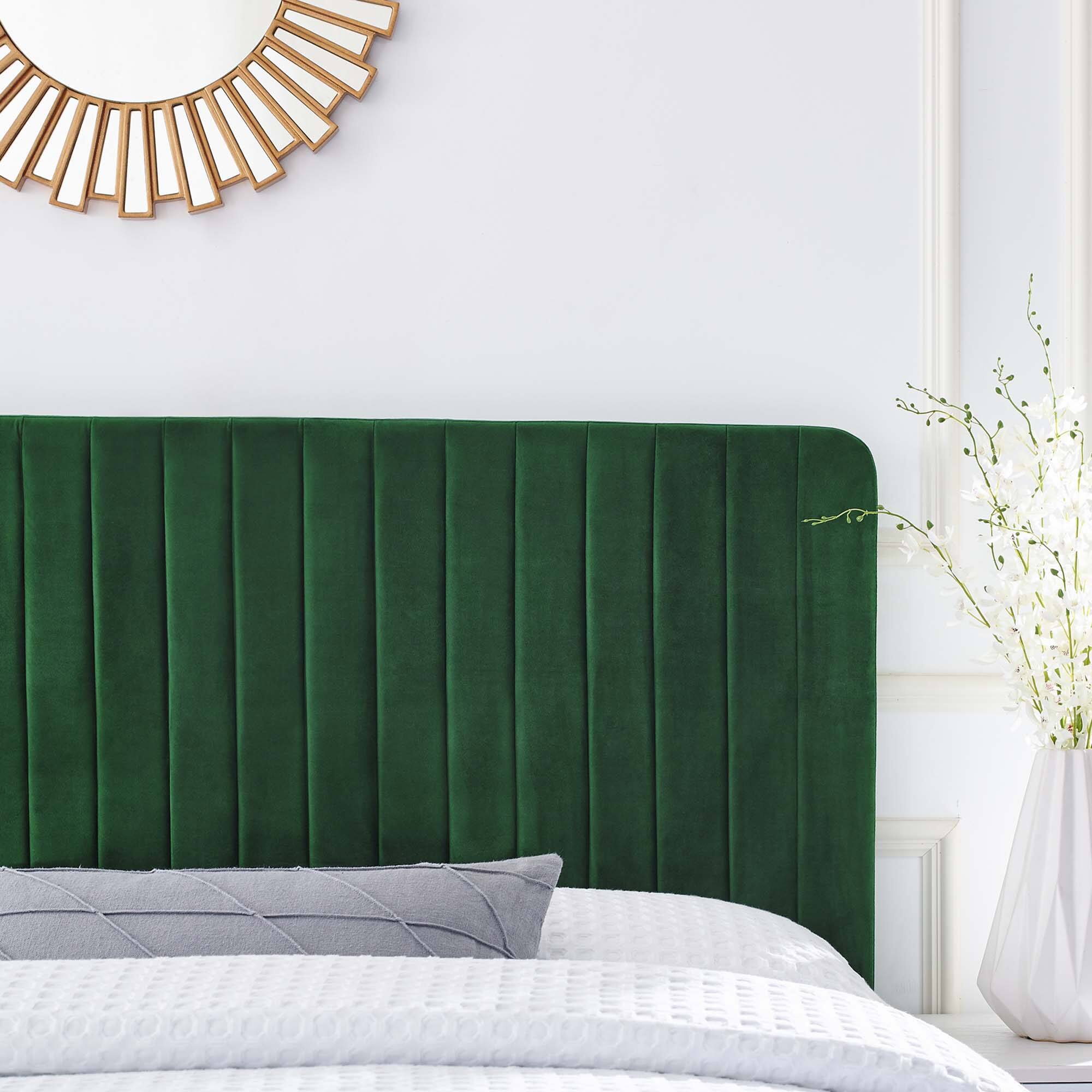 Alt View 4. Modway - Milenna Channel Tufted Performance Velvet Twin Headboard by Modway - Green.