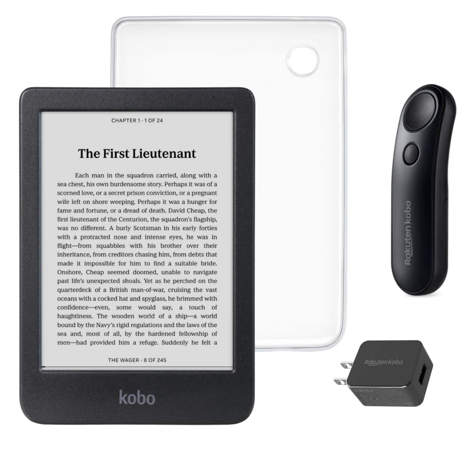 Kobo - Clara BW eReader with Black Remote & AC Bundle - 2024 - Clear Case