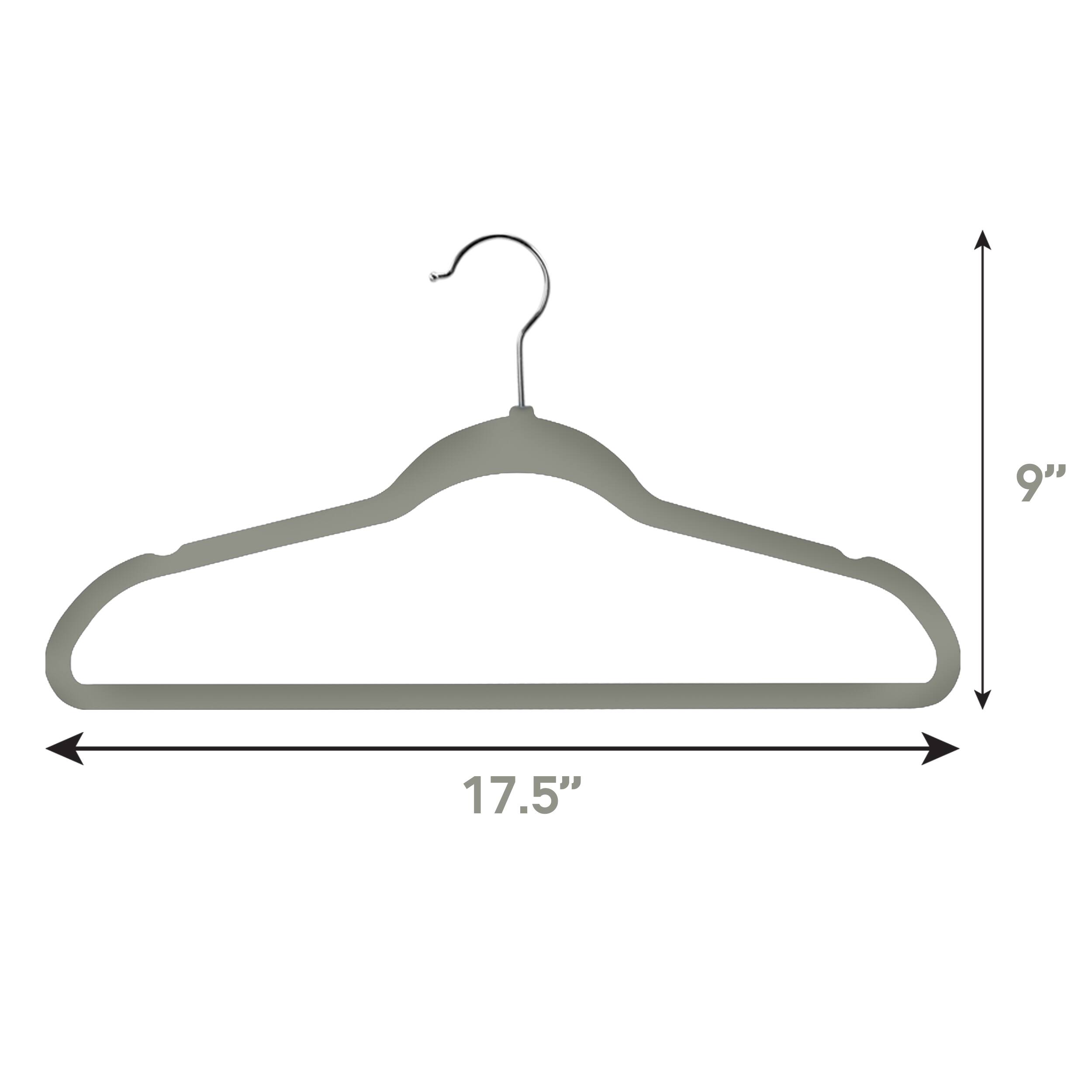 Alt View 2. Elama - 100 Piece Set of Velvet Slim Profile Heavy Duty Felt Hangers with Stainless Steel Swivel Hooks in Gray - Gray.