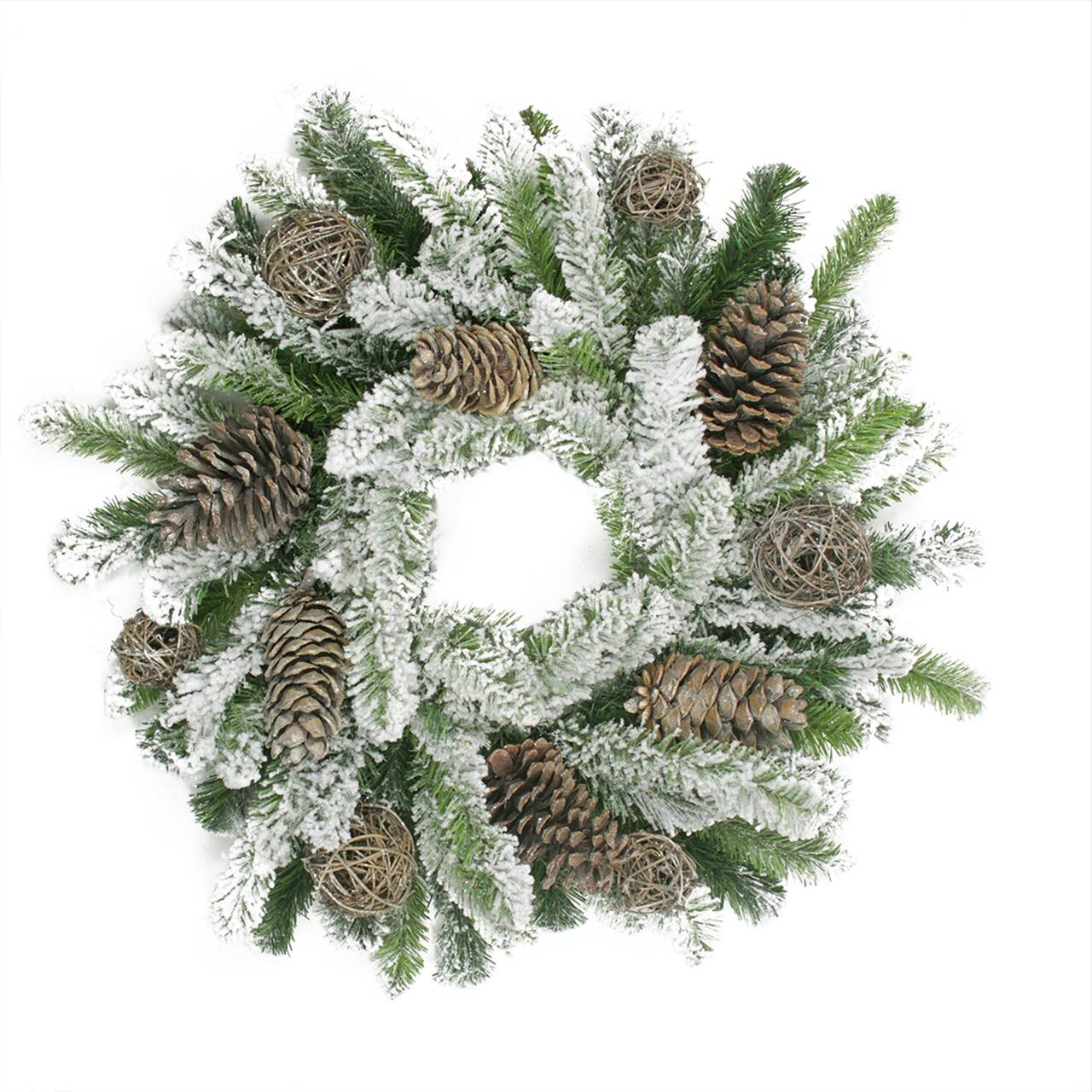 Alt View 2. Allstate - Flocked Pine Cone and Twig Ball Artificial Christmas Wreath - 24" - Unlit - Brown.