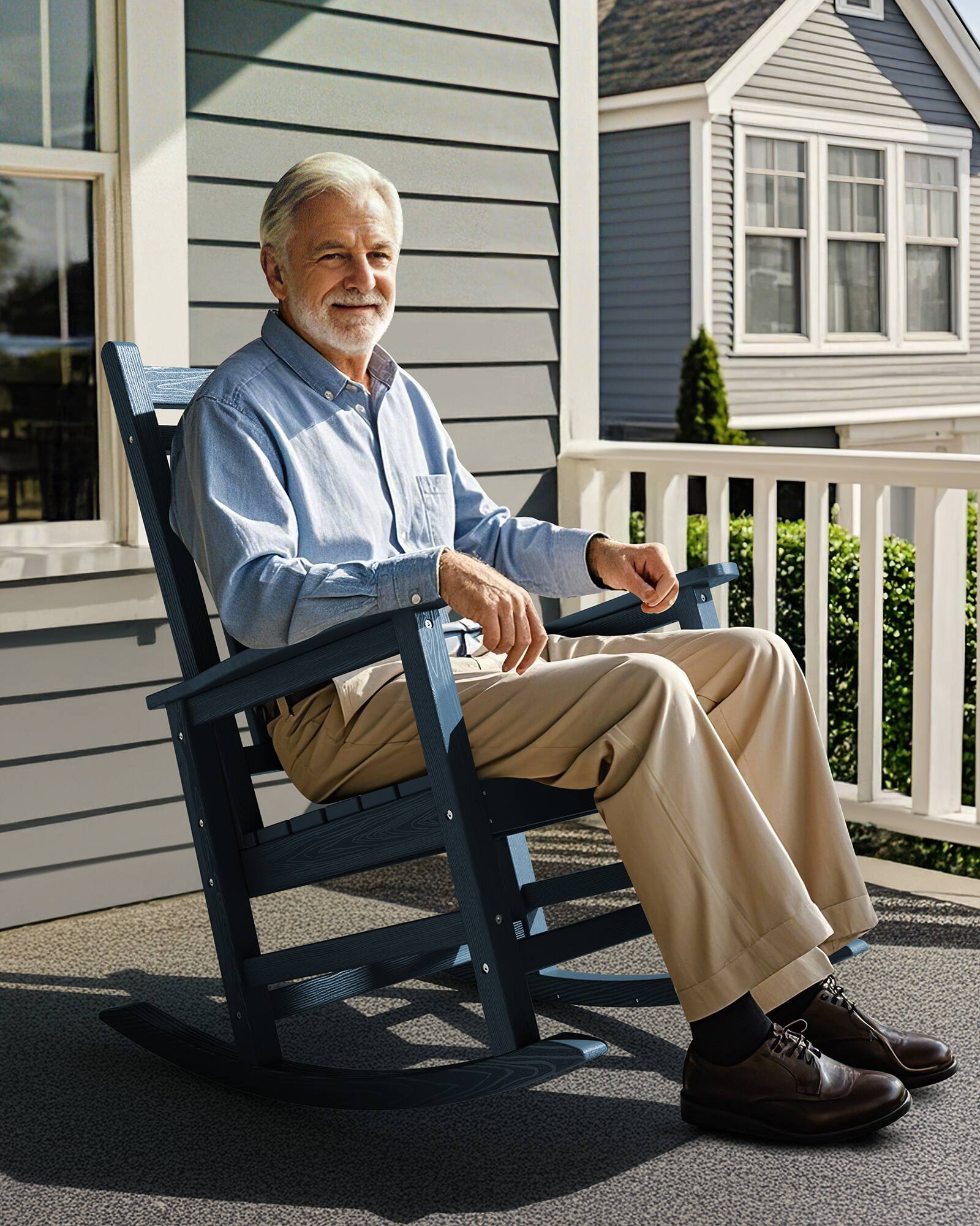 Alt View 7. SERWALL - SERWALL Outdoor Rocking Chair Set of 2, HDPE Rocker for Adults, Blue - Blue.