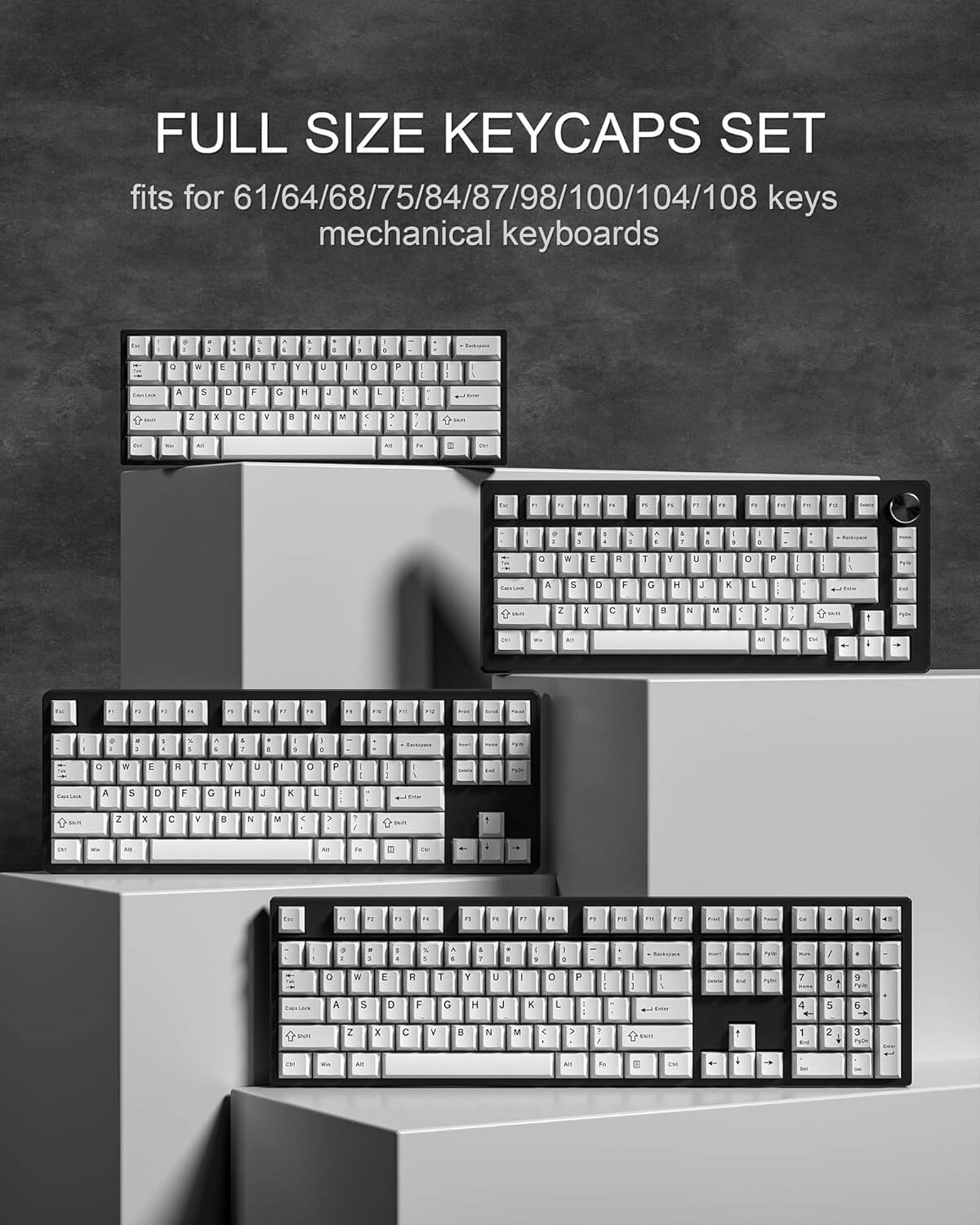FULL SIZE KEYCAPS SET fits for 61/64/68/75/84/87/98/100/104/108 keys mechanical keyboards