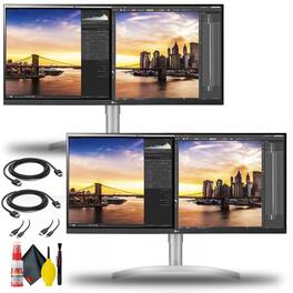 LG - 34WN650-W 34'' 21:9 IPS HDR WFHD 3-Side Virtually Borderless Monitor + HDMI Cable and Cleaning Kit - Dual Monitor Bun