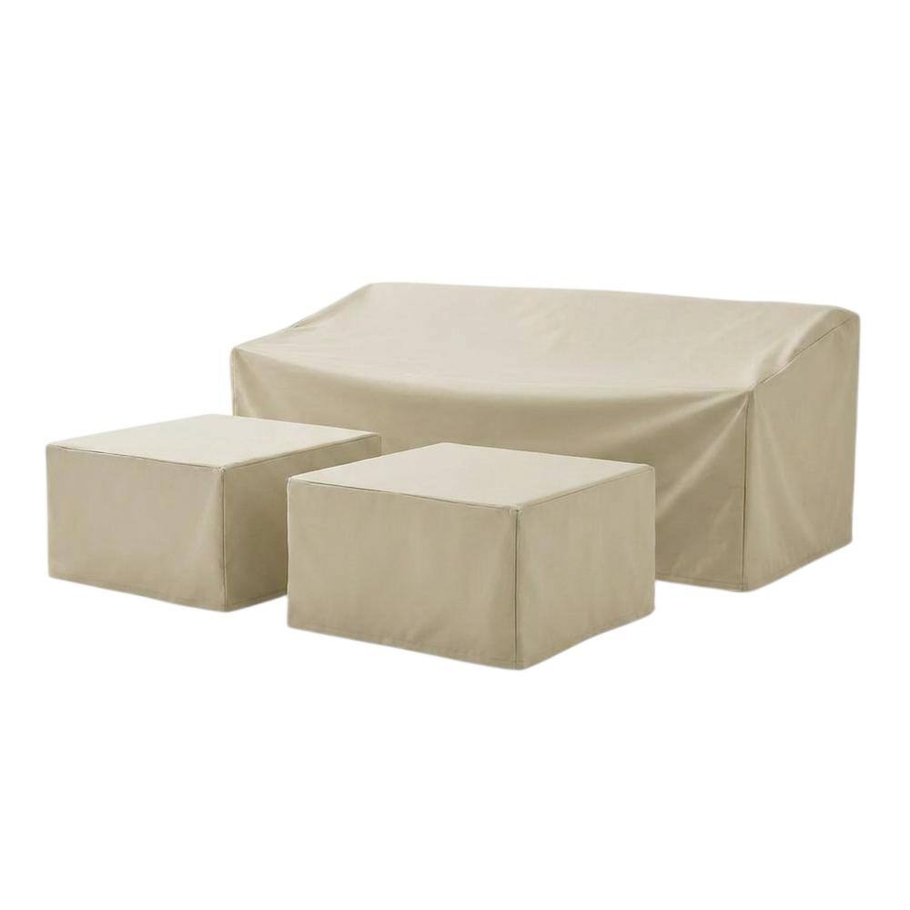 Front. Crosley Furniture - 3Pc Outdoor Sectional Furniture Cover Set - Sofa & 2 Square Table/Ottoman - Tan.