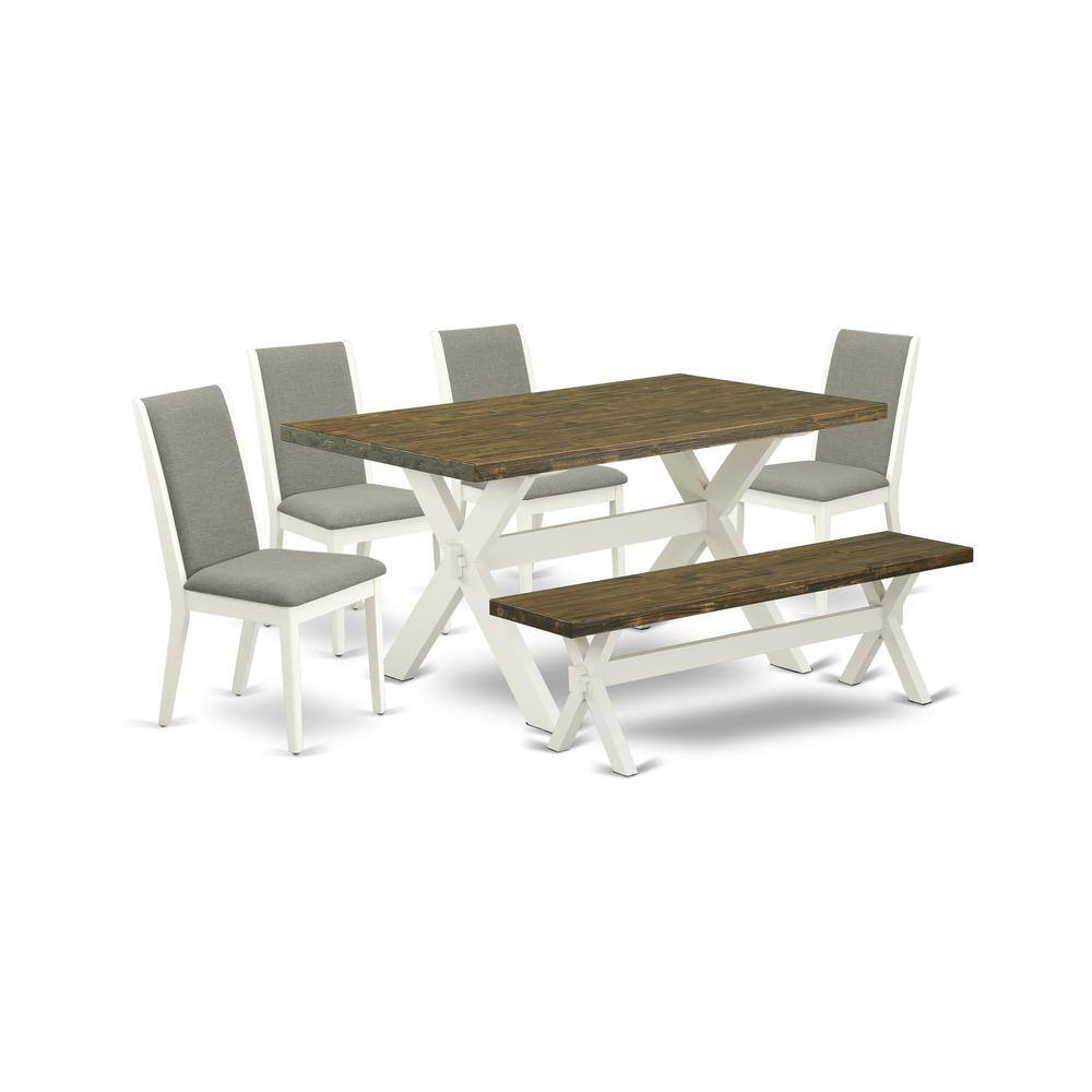 Left. East West Furniture - East West Furniture X076LA206-6 6-Piece Stylish Rectangular Dining Room Table Set a Great Distressed Jacobean - Multi-Color.