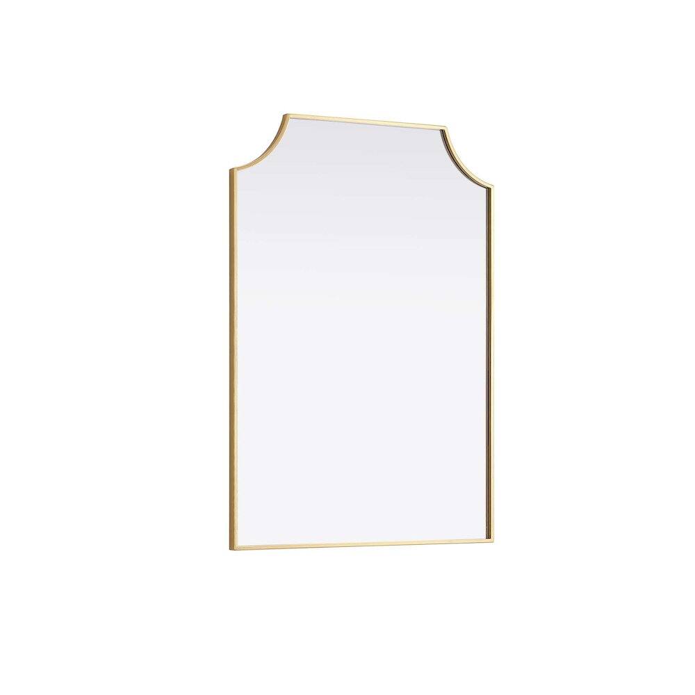 Back. Elegant Kitchen and Bath - Notched Metal Mirror 30x42 inch in Brass - Brass.
